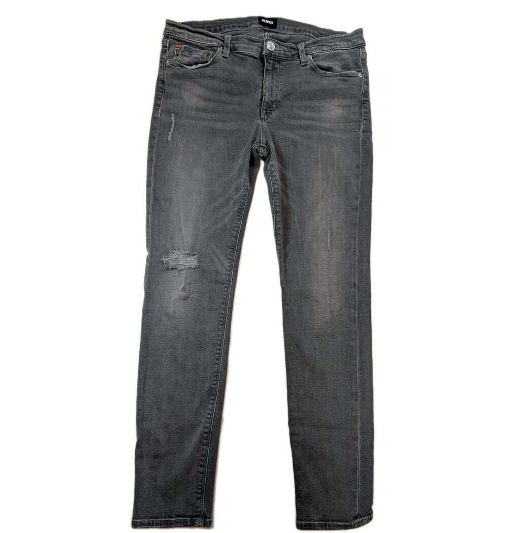 Hudson Krista Super Skinny Ankle Jeans Womens 31 Gray Distressed Stretch